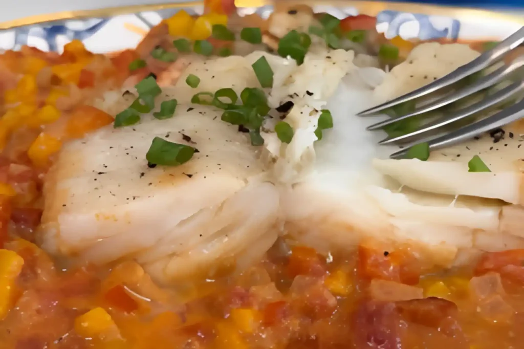 Bacalhau à brasileira Bacalhau preparado com legumes e temperos, receita tradicional para quaresma no Brasil.