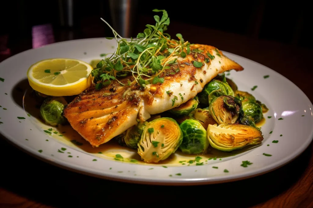 Planejamento de compras para a Páscoa: como evitar que os produtos estraguem rápido? 1 Planejamento de compras para a Páscoa com prato de peixe grelhado servido com legumes e ervas frescas